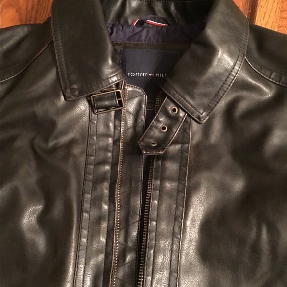 tommy hilfiger leather coat